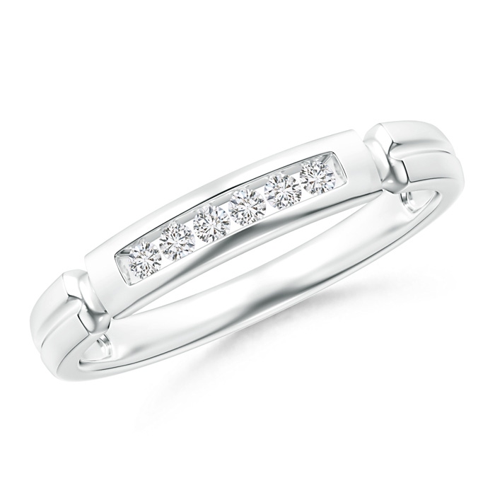 1.55mm HSI2 Incised Channel-Set Diamond Half Eternity Women's Wedding Band in White Gold