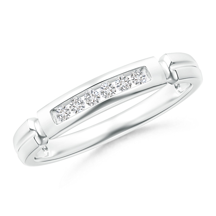 1.55mm HSI2 Incised Channel-Set Diamond Half Eternity Women's Wedding Band in White Gold 