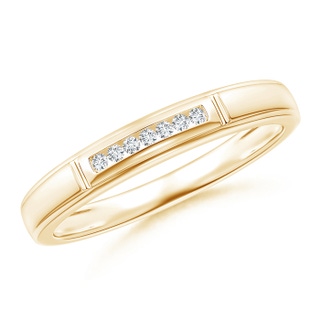 1.15mm GVS2 Vertical Grooved Diamond Half Eternity Women's Wedding Band in Yellow Gold