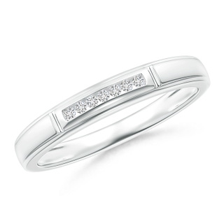 1.15mm HSI2 Vertical Grooved Diamond Half Eternity Women's Wedding Band in White Gold