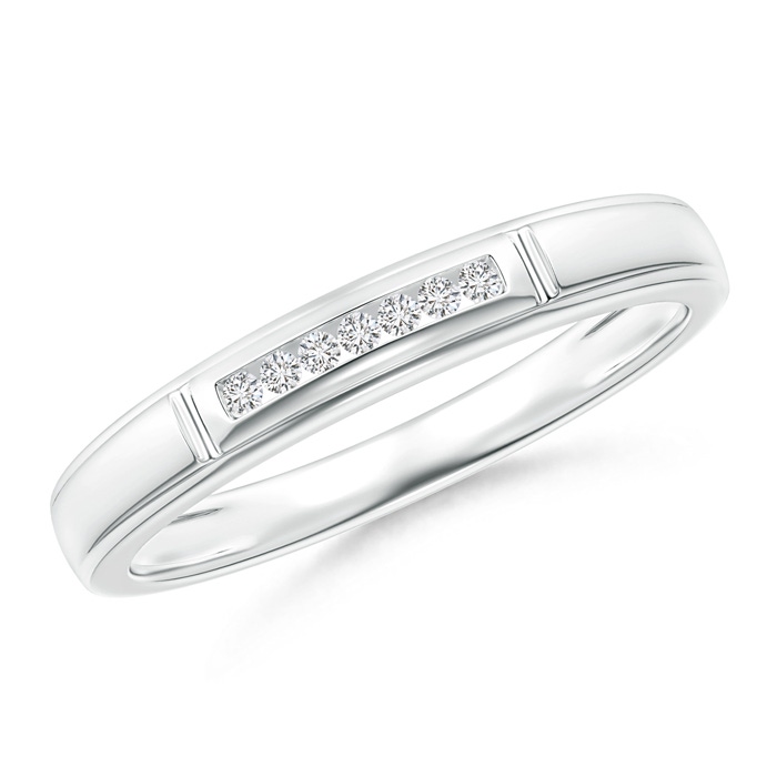 1.15mm HSI2 Vertical Grooved Diamond Half Eternity Women's Wedding Band in White Gold 