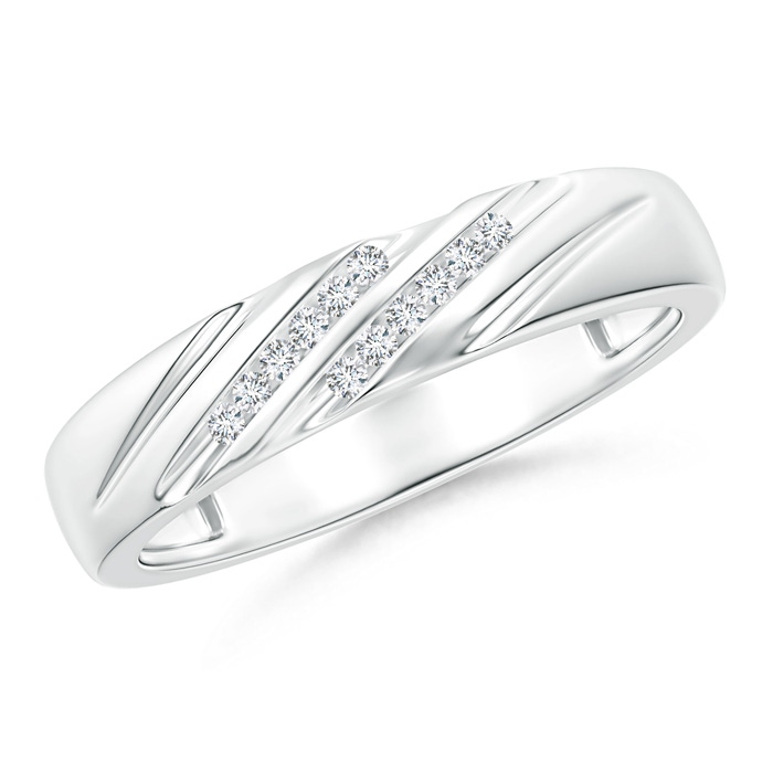 1.15mm GVS2 Slanted Channel Set Diamond Wedding Band for Her in P950 Platinum