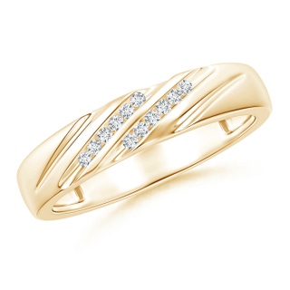 1.15mm GVS2 Slanted Channel Set Diamond Wedding Band for Her in Yellow Gold