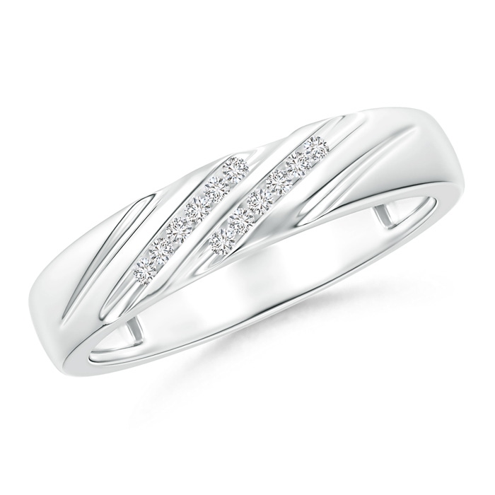 1.15mm HSI2 Slanted Channel Set Diamond Wedding Band for Her in White Gold