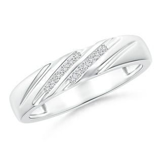 1.15mm HSI2 Slanted Channel Set Diamond Wedding Band for Her in White Gold