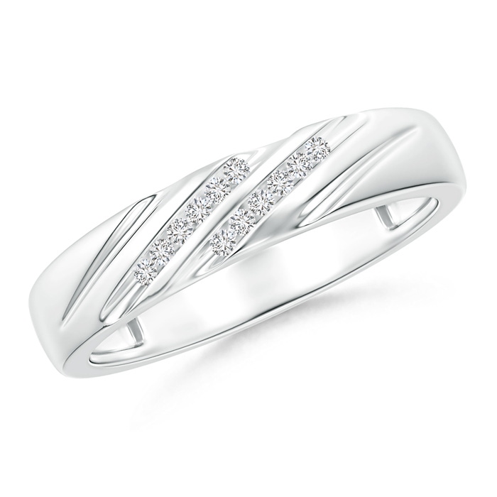 1.15mm HSI2 Slanted Channel Set Diamond Wedding Band for Her in White Gold 