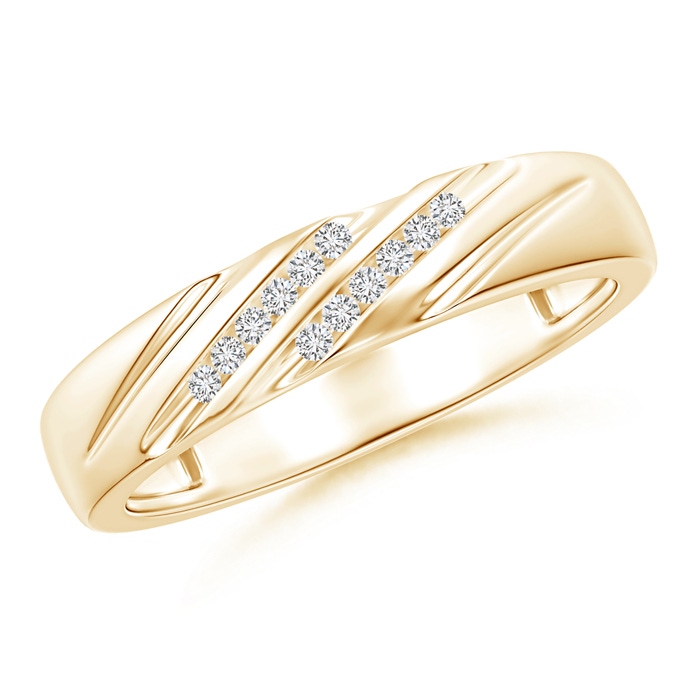 1.15mm HSI2 Slanted Channel Set Diamond Wedding Band for Her in Yellow Gold