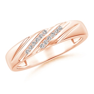 1.15mm IJI1I2 Slanted Channel Set Diamond Wedding Band for Her in 9K Rose Gold