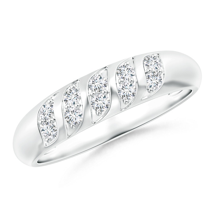 1.8mm GVS2 Pavé-Set Wavy Diamond Dome Wedding Band for Her in White Gold