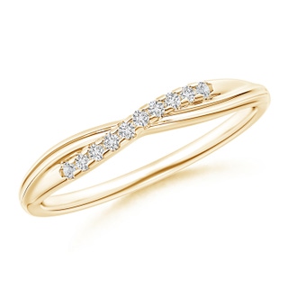 1.25mm HSI2 Criss Cross Diamond Wedding Band for Her in Yellow Gold