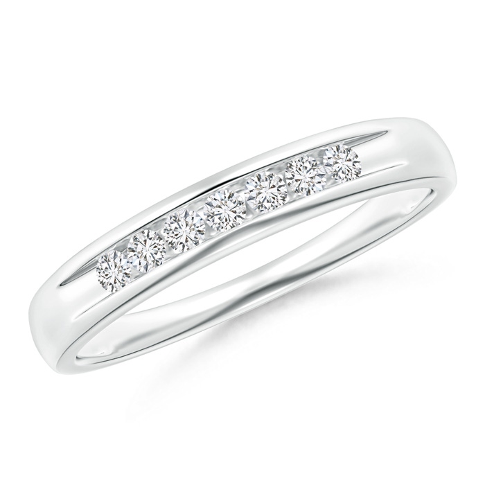 1.8mm HSI2 Channel Grooved Classic Diamond Women's Wedding Band in White Gold 
