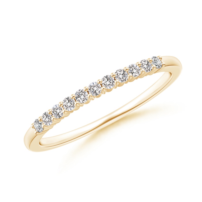 1.5mm IJI1I2 Eleven Stone Shared Prong-Set Diamond Wedding Band in Yellow Gold 