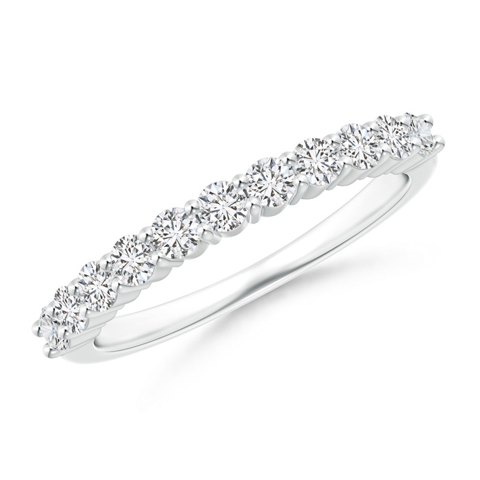 2.3mm HSI2 Eleven Stone Shared Prong-Set Diamond Wedding Band in White Gold 