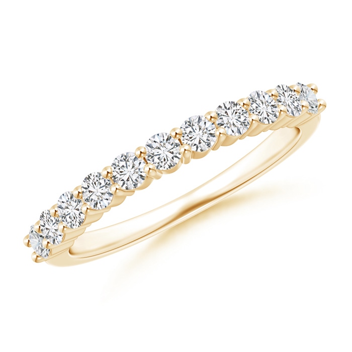 2.3mm HSI2 Eleven Stone Shared Prong-Set Diamond Wedding Band in Yellow Gold