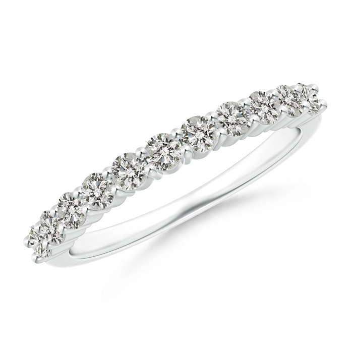 2.3mm KI3 Eleven Stone Shared Prong-Set Diamond Wedding Band in White Gold 