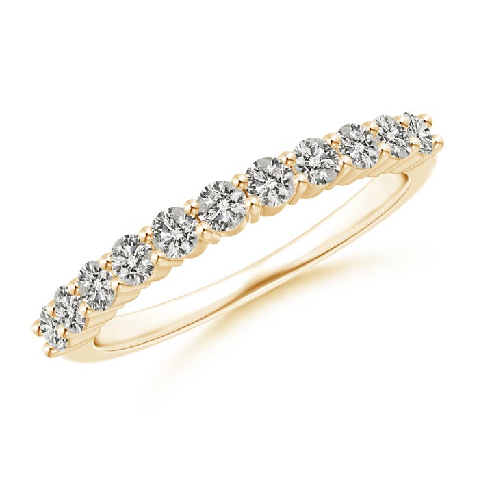 2.3mm KI3 Eleven Stone Shared Prong-Set Diamond Wedding Band in Yellow Gold