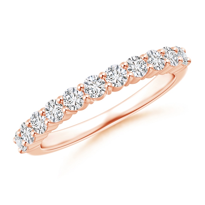 2.5mm HSI2 Eleven Stone Shared Prong-Set Diamond Wedding Band in Rose Gold 