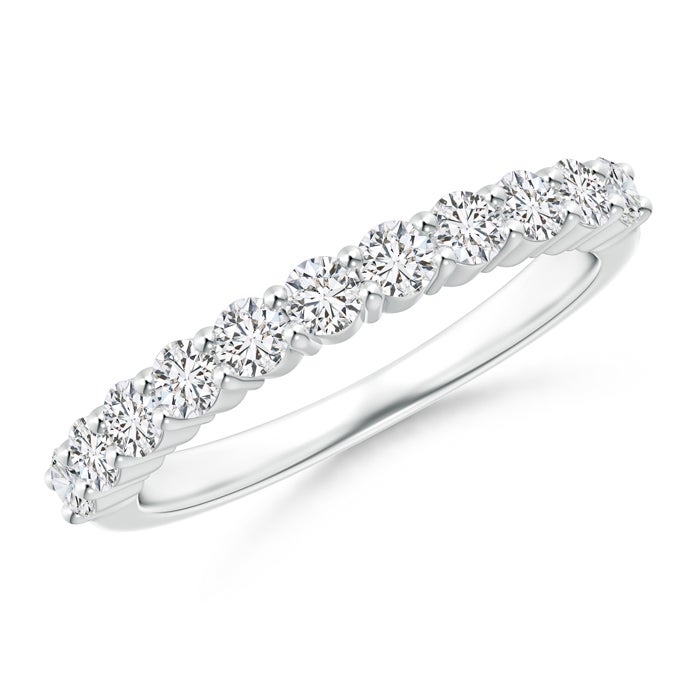 2.5mm HSI2 Eleven Stone Shared Prong-Set Diamond Wedding Band in White Gold