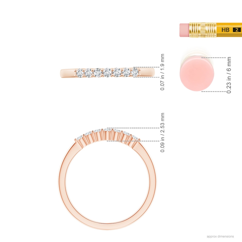 1.9mm GVS2 Seven Stone Shared Prong-Set Diamond Wedding Band in Rose Gold ruler