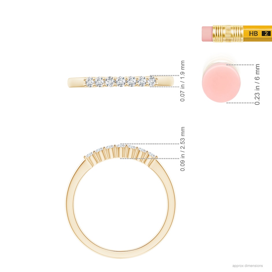 1.9mm GVS2 Seven Stone Shared Prong-Set Diamond Wedding Band in Yellow Gold ruler