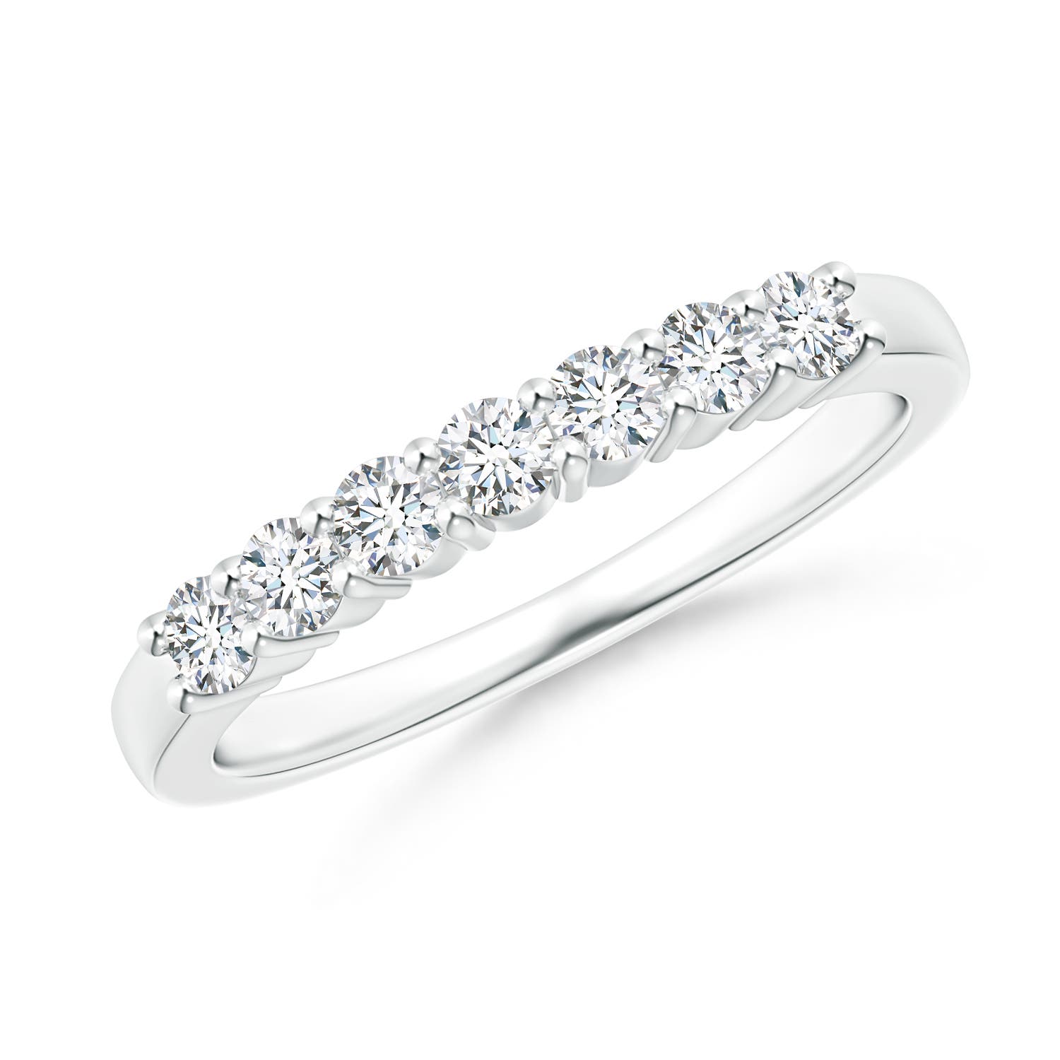 Angara 0.48 Carat Lab-Grown Seven Stone Shared Prong-Set Diamond Wedding Ring in Platinum