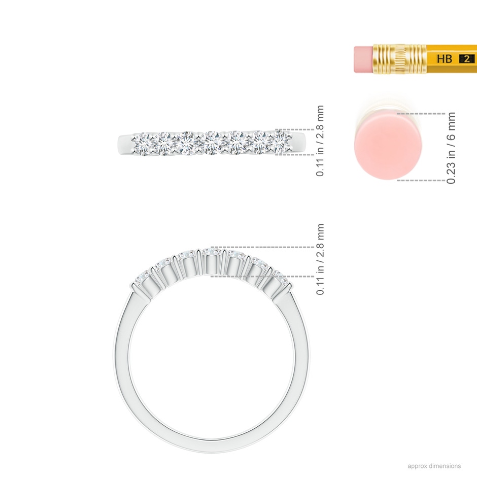 2.5mm GVS2 Seven Stone Shared Prong-Set Diamond Wedding Band in P950 Platinum ruler
