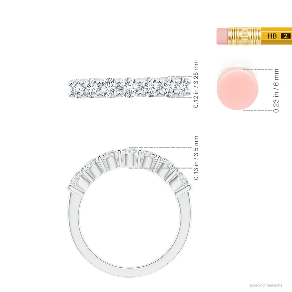 3.4mm GVS2 Seven Stone Shared Prong-Set Diamond Wedding Band in White Gold ruler