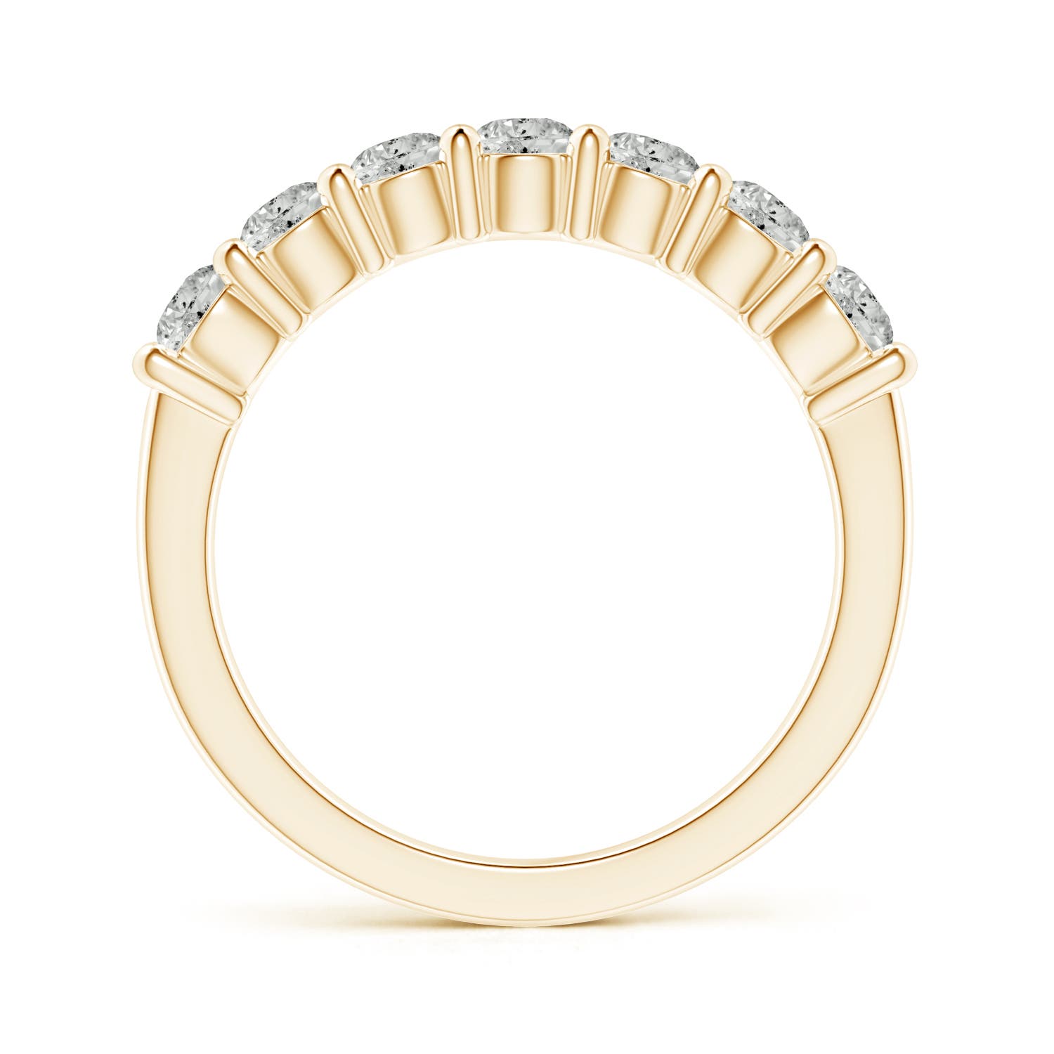 3.4mm KI3 Seven Stone Shared Prong-Set Diamond Wedding Band in Yellow Gold - side 1