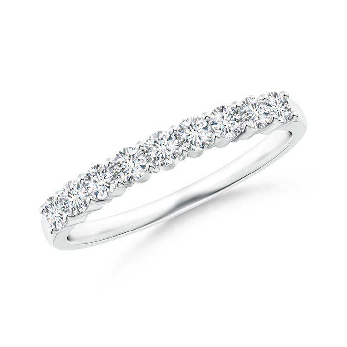 Angara 0.47 Carat Lab-Grown Nine Stone Shared Prong-Set Diamond Wedding Ring in Platinum