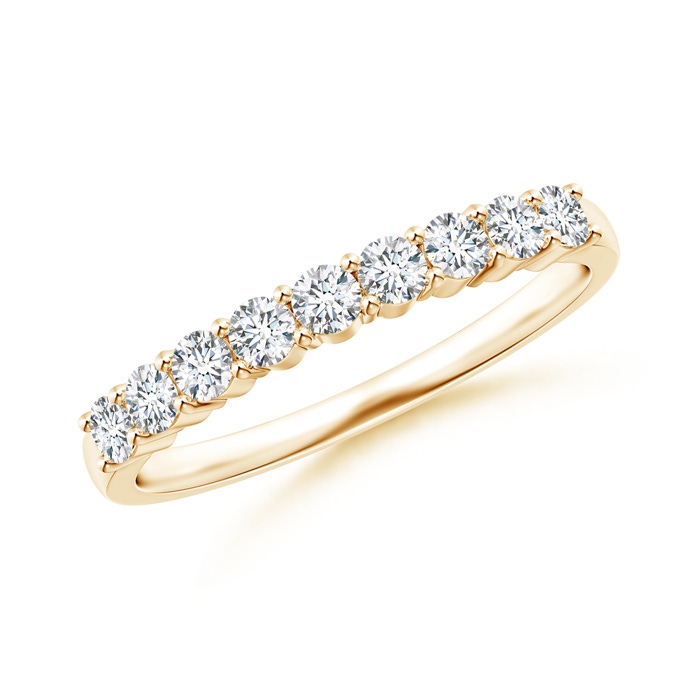2.3mm GVS2 Nine Stone Shared Prong-Set Diamond Wedding Band in Yellow Gold 