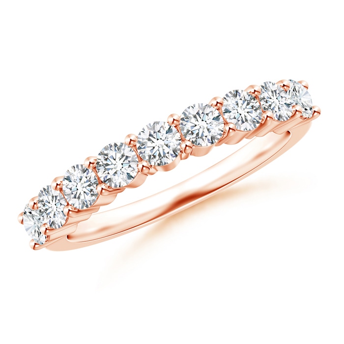 3mm GVS2 Nine Stone Shared Prong-Set Diamond Wedding Band in Rose Gold 