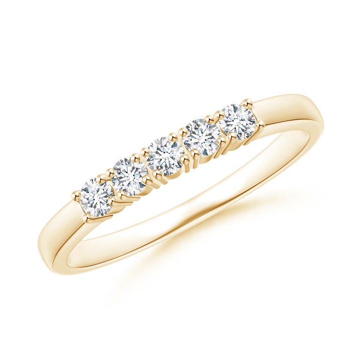 2.3mm GVS2 Five Stone 4-Prong Set Diamond Wedding Band in Yellow Gold 