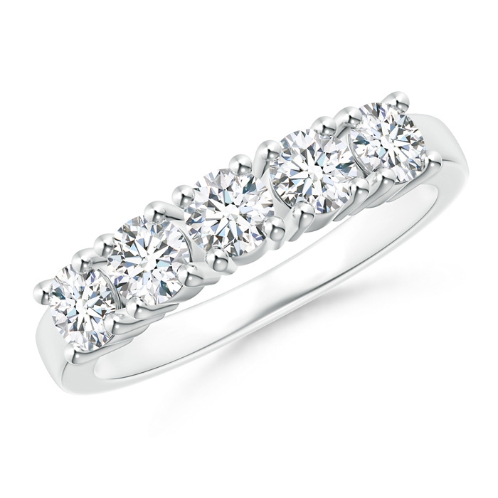 3.8mm GVS2 Five Stone 4-Prong Set Diamond Wedding Band in White Gold 