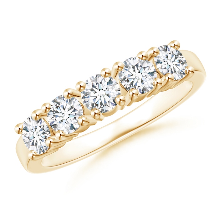 3.8mm GVS2 Five Stone 4-Prong Set Diamond Wedding Band in Yellow Gold 
