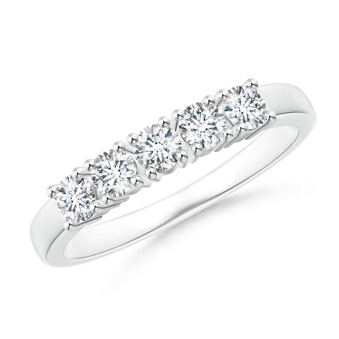 Angara 0.53 Carat Lab-Grown Five Stone 4-Prong Set Diamond Wedding Ring in Platinum