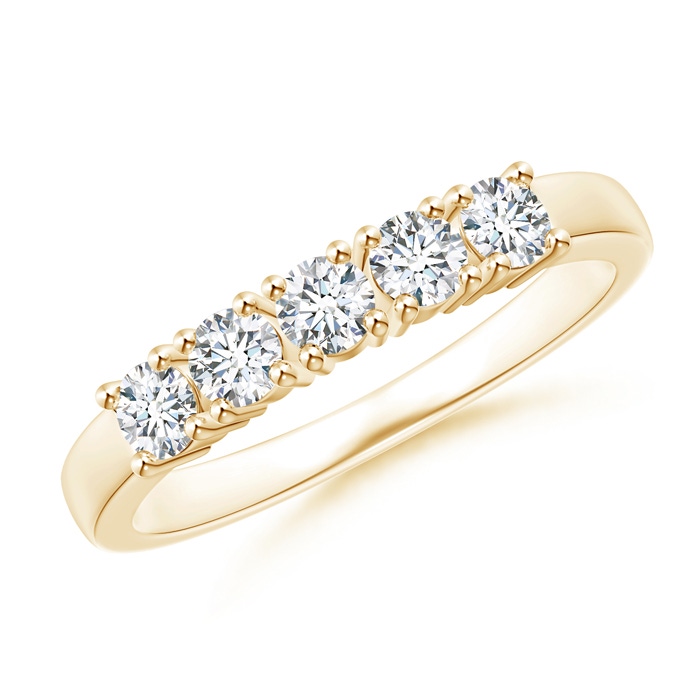 3mm GVS2 Five Stone 4-Prong Set Diamond Wedding Band in Yellow Gold 