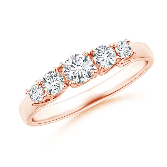 3.8mm GVS2 Five Stone Trellis Set Diamond Wedding Band in Rose Gold 
