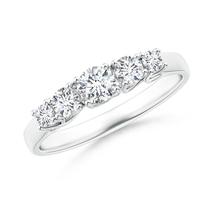 3.8mm GVS2 Five Stone Trellis Set Diamond Wedding Band in White Gold 