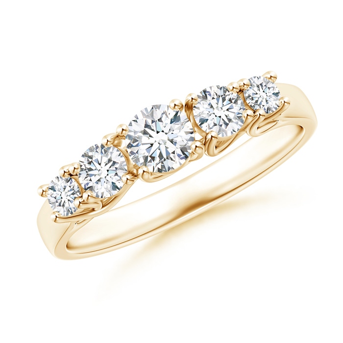 4.2mm GVS2 Five Stone Trellis Set Diamond Wedding Band in Yellow Gold