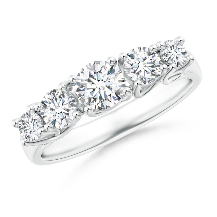 4.8mm GVS2 Five Stone Trellis Set Diamond Wedding Band in White Gold 
