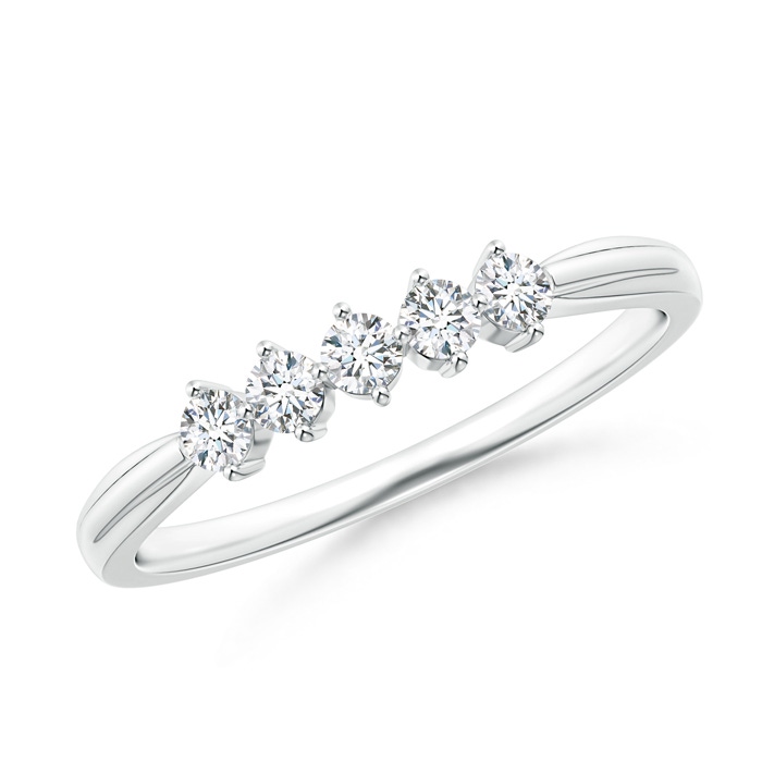 2.3mm GVS2 Floating Diamond Five Stone Wedding Band in P950 Platinum