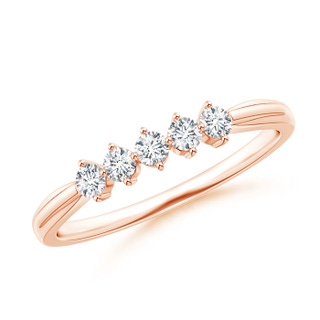 2.3mm GVS2 Floating Diamond Five Stone Wedding Band in Rose Gold