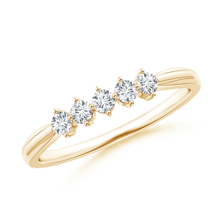 2.3mm GVS2 Floating Diamond Five Stone Wedding Band in Yellow Gold