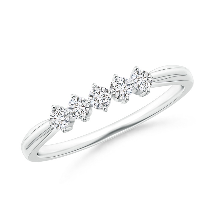 2.3mm HSI2 Floating Diamond Five Stone Wedding Band in White Gold