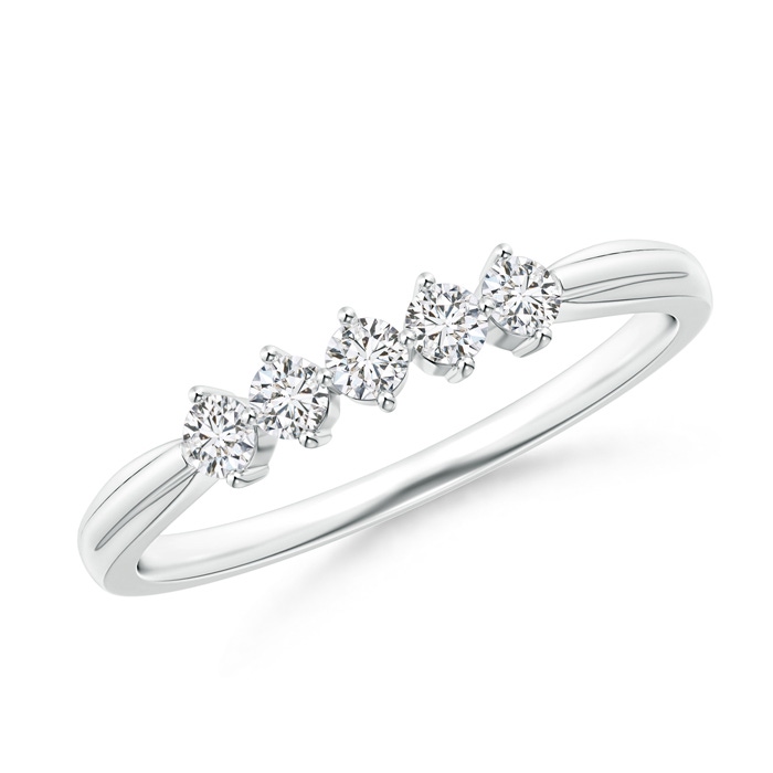 2.3mm HSI2 Floating Diamond Five Stone Wedding Band in White Gold 