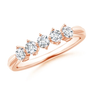 3mm GVS2 Floating Diamond Five Stone Wedding Band in Rose Gold