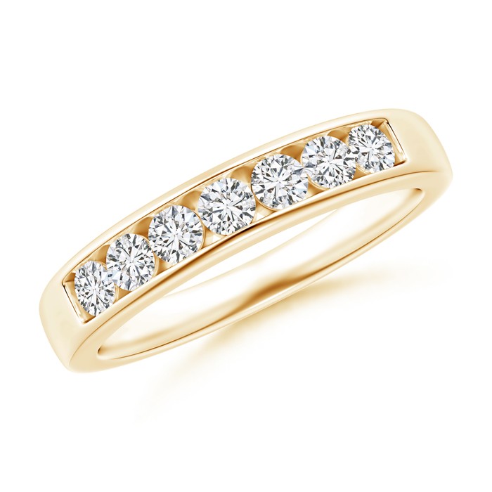 2.5mm HSI2 Seven Stone Channel-Set Diamond Wedding Band in Yellow Gold 