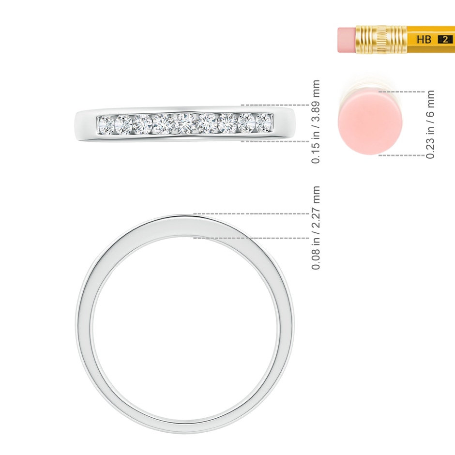 1.9mm GVS2 Nine Stone Channel-Set Diamond Wedding Ring in P950 Platinum ruler