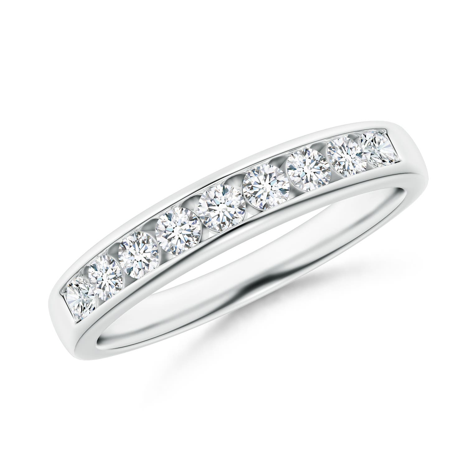 Angara 0.47 Carat Lab-Grown Nine Stone Channel-Set Diamond Wedding Ring in Platinum