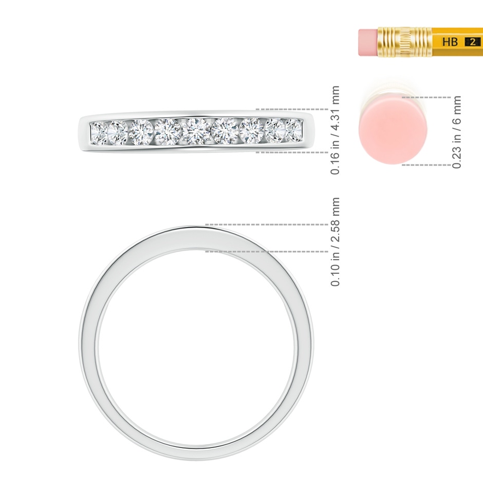 2.3mm GVS2 Nine Stone Channel-Set Diamond Wedding Ring in White Gold ruler